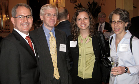 From Left: Scott Patrick ’96, Professor John Harrison, Lindsay Grinols Simmons ’07, and Suzanne Dans ‘96