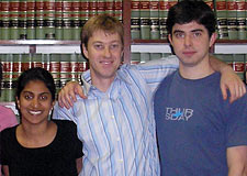 Law student volunteers for the LCAC, included (left to right) Neela Rathinasamy ’05, third-year law student Will Gomaa, and second-year law student Ryan Harsch.