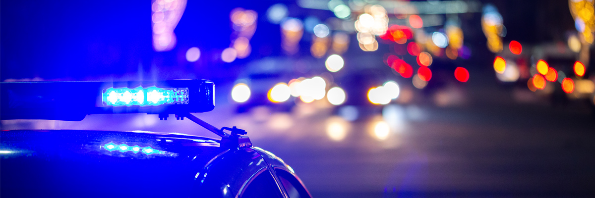 Police car on a city street