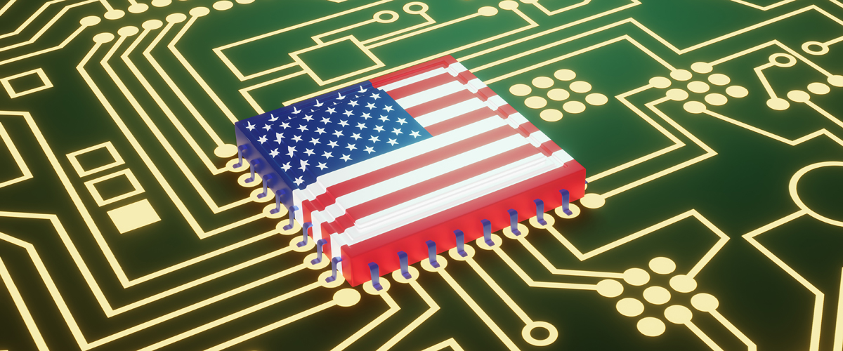 image of a U.S. flag in a semi-conductor