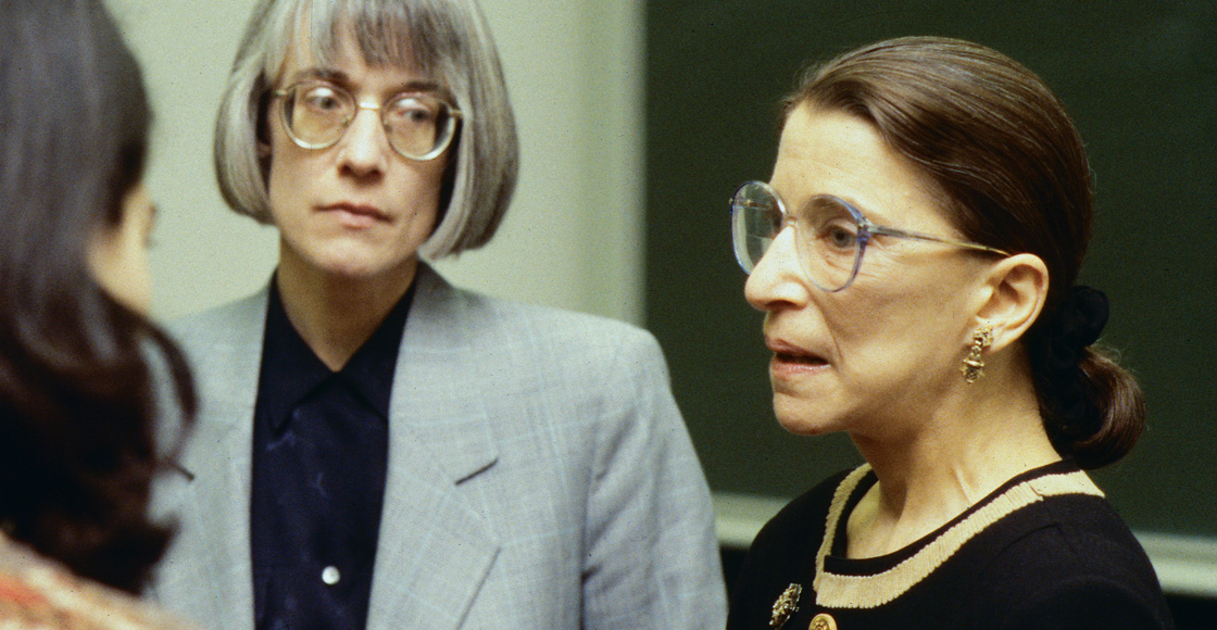 U.S. Supreme Court Justice Ruth Bader Ginsburg speaks to Professor Anne Coughlin’s class before receiving the Thomas Jefferson Memorial Foundation Award in Law in 1997 (now the Thomas Jefferson Foundation Medal in Law). 
