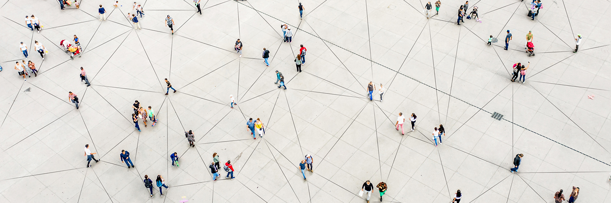 People connected by lines
