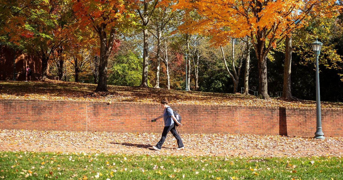 A student walks