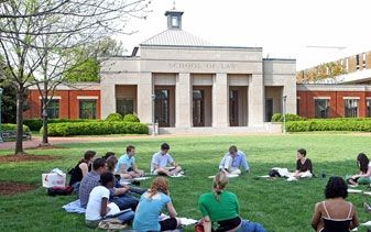 Students have class on the lawn