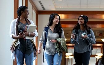 Students walk down the hall