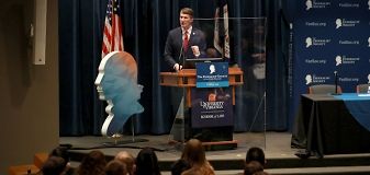 Gov. Youngkin speaks at an event held at the Law School.