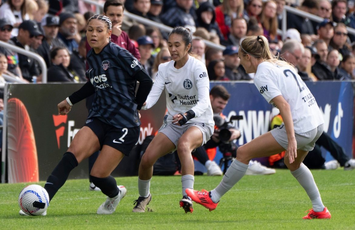 Women playing soccer