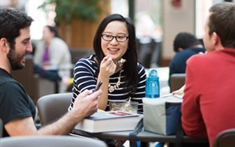 Students eat lunch