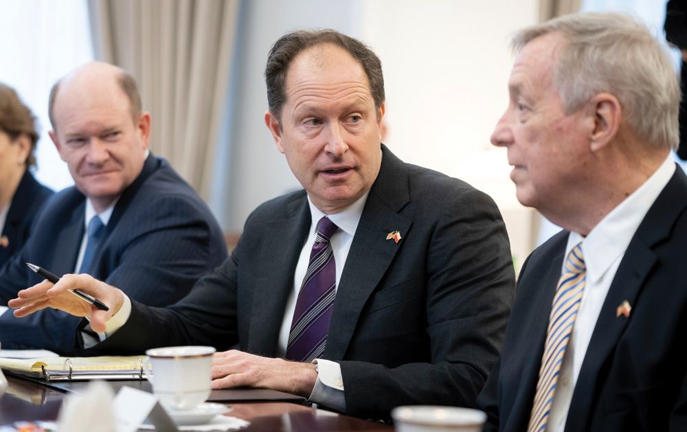 U.S. Sen. Chris Coons, Ambassador Mark Brzezinski ’91 and Sen. Dick Durbin