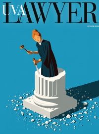 UVA Lawyer Spring 2023 cover - judge chiseling herself out of column