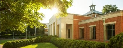 Law School facade with sun shining