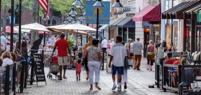 Pedestrians on the Downtown Mall in Charlottesville