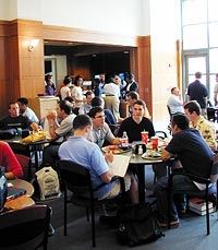 Students eat the Class of 1950 Dining Room