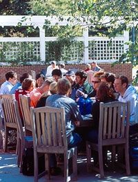 Students eat on the Class of 1977 Terrace