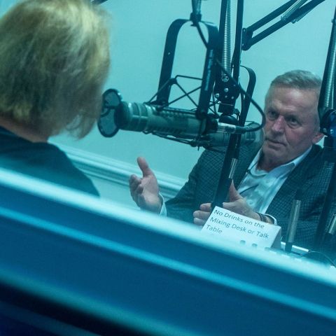 John Grisham and Deirdre Enright in the studio