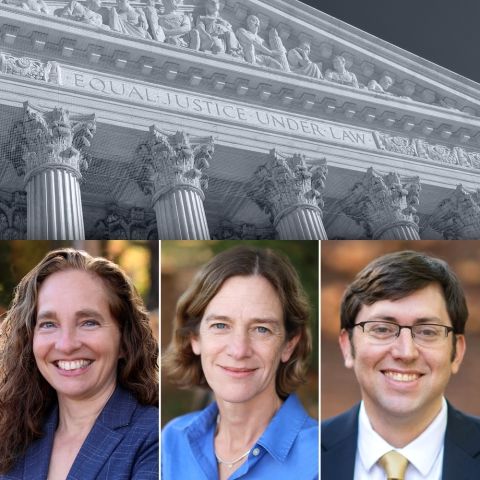 Risa Goluboff, Amanda Frost and Richard Re over a Supreme Court photo