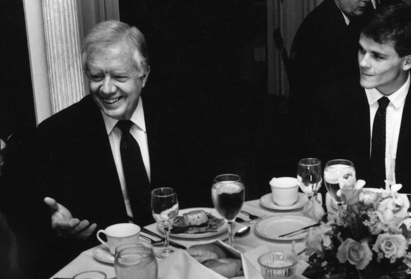 In 1991, then-law student Jim Ryan ’92, now president of UVA, meets former President Jimmy Carter at the inaugural Dillard Scholars’ Lecture. 