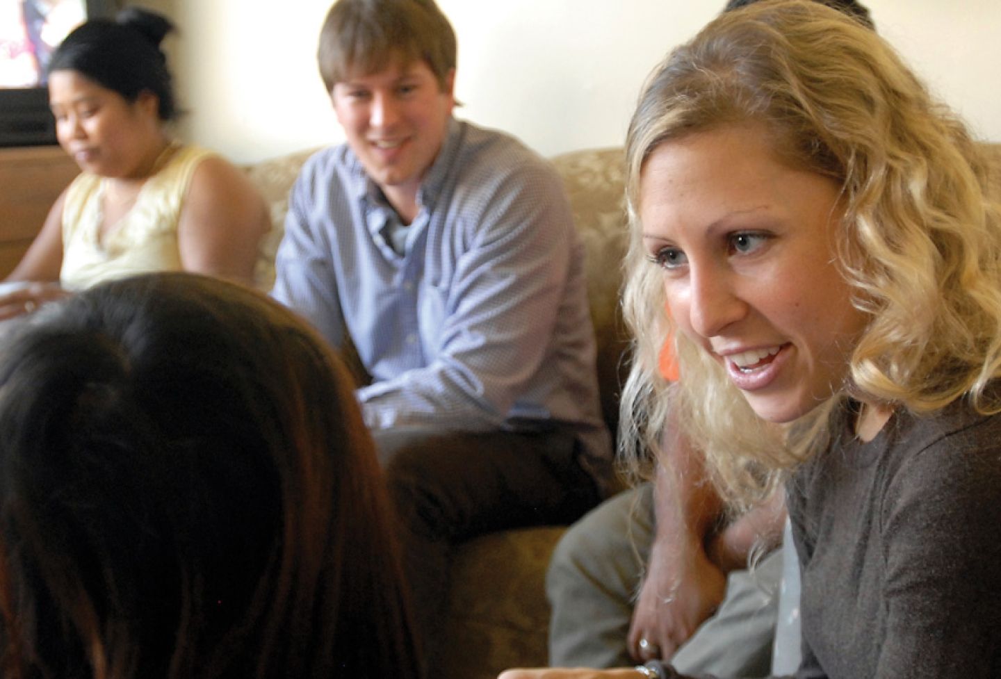 Rebecca Vallas ’09, who served as president of the Public Interest Law Association and as a Skadden Fellow after graduation, talks with clients in 2009. 