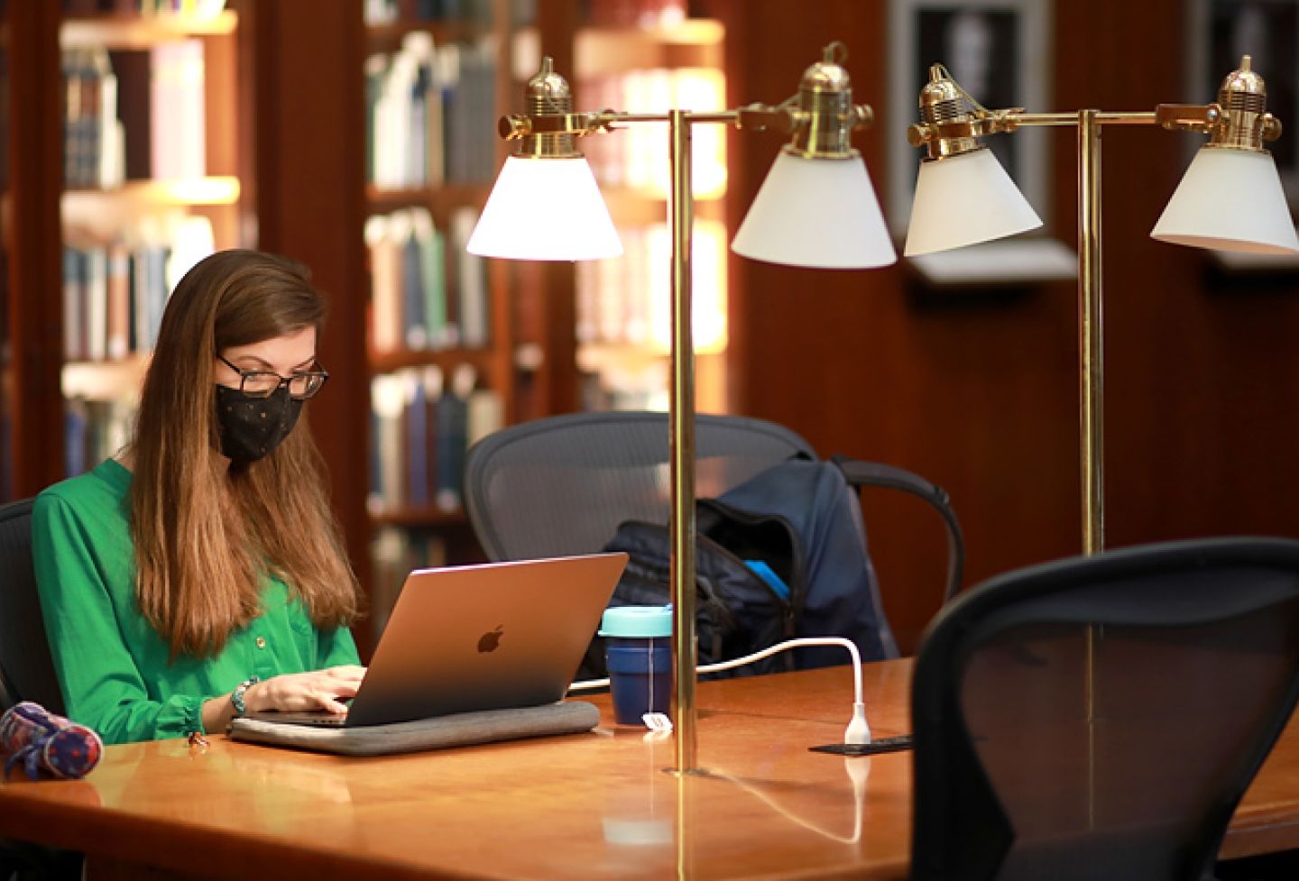 Student in the library