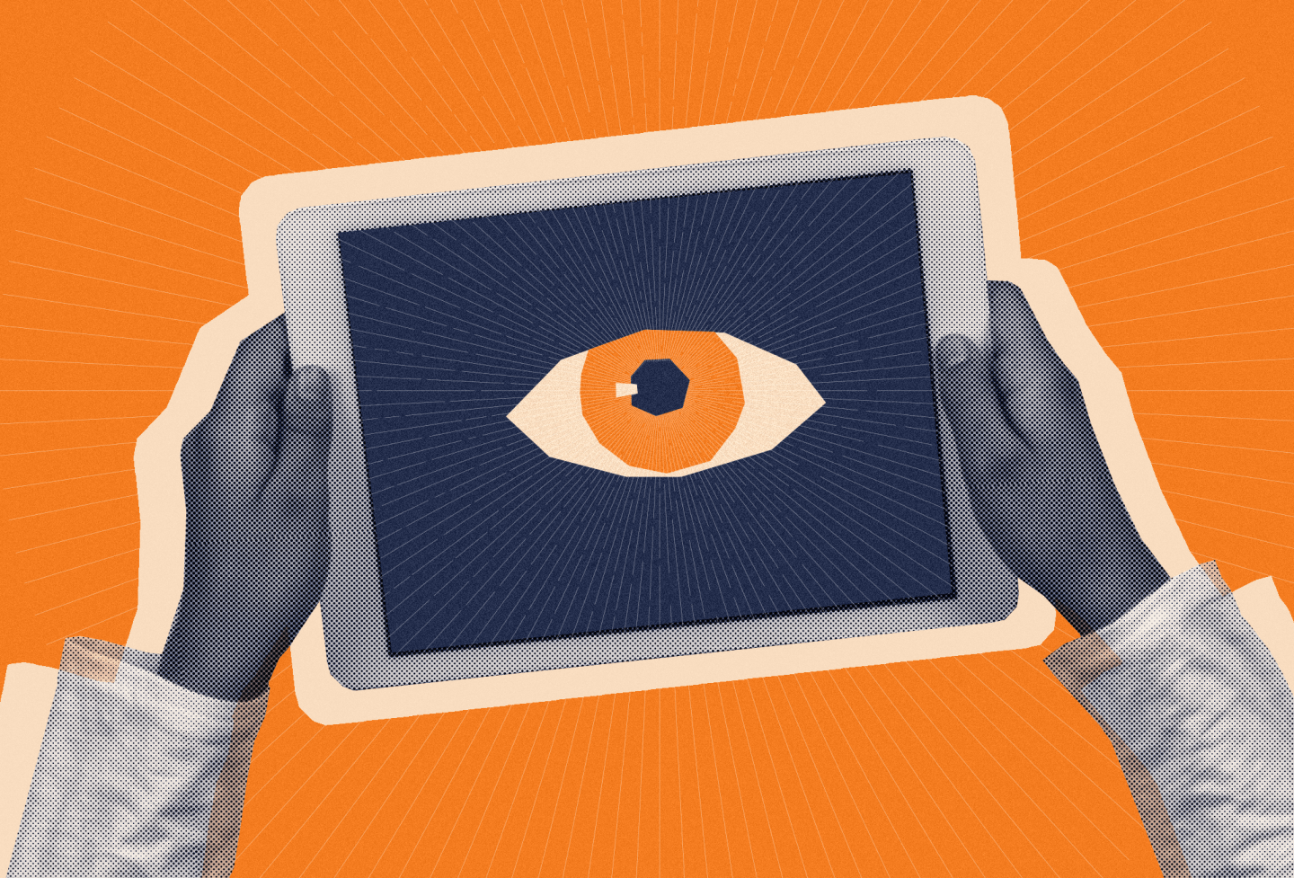 Illustration of e-tablet with an eye