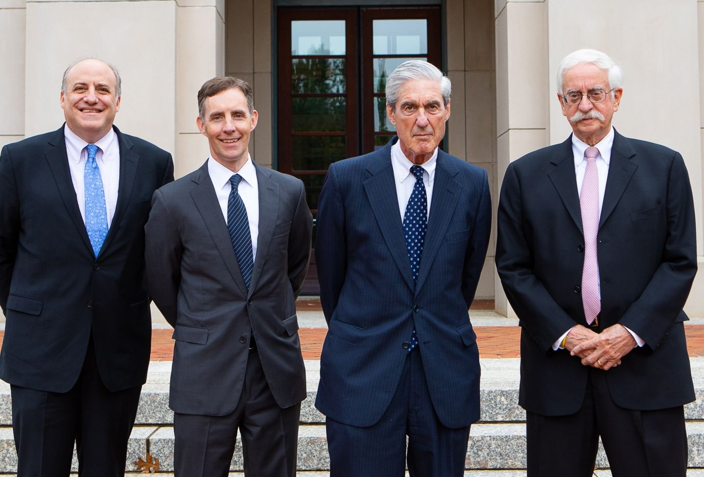 Andrew Goldstein, Aaron Zebley ’96, Robert S. Mueller III ’73 and James Quarles
