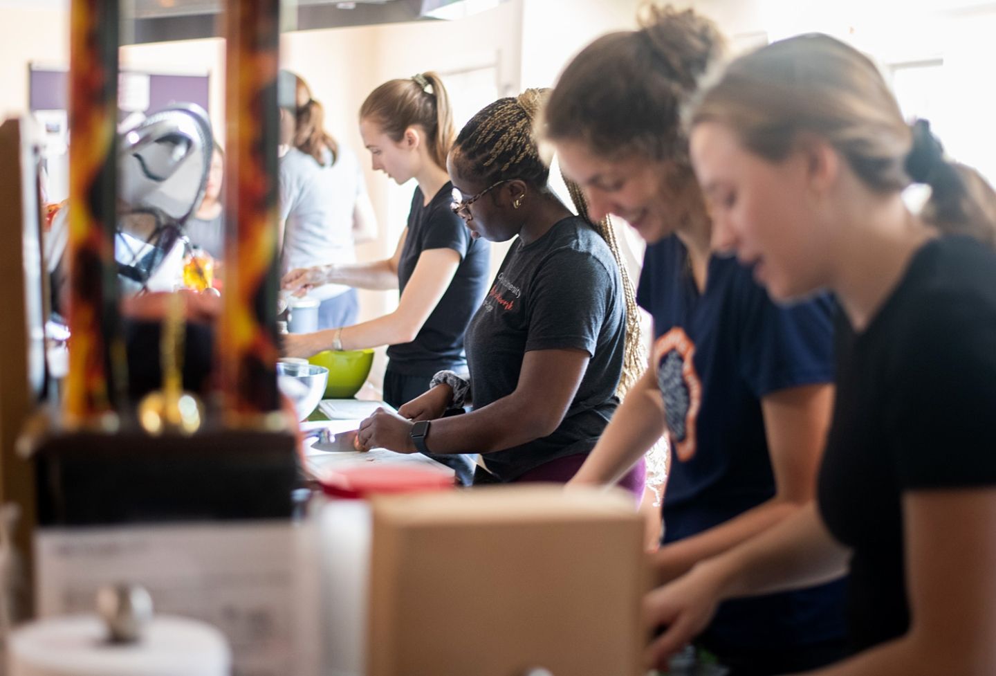 Students preparing food