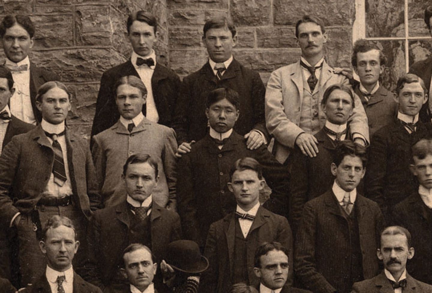 Hiraoaka Ryosuke of Hakate, Japan (second row, center), studied law with the Class of 1900, along with W.W. Yen (not pictured), UVA’s first Chinese graduate.