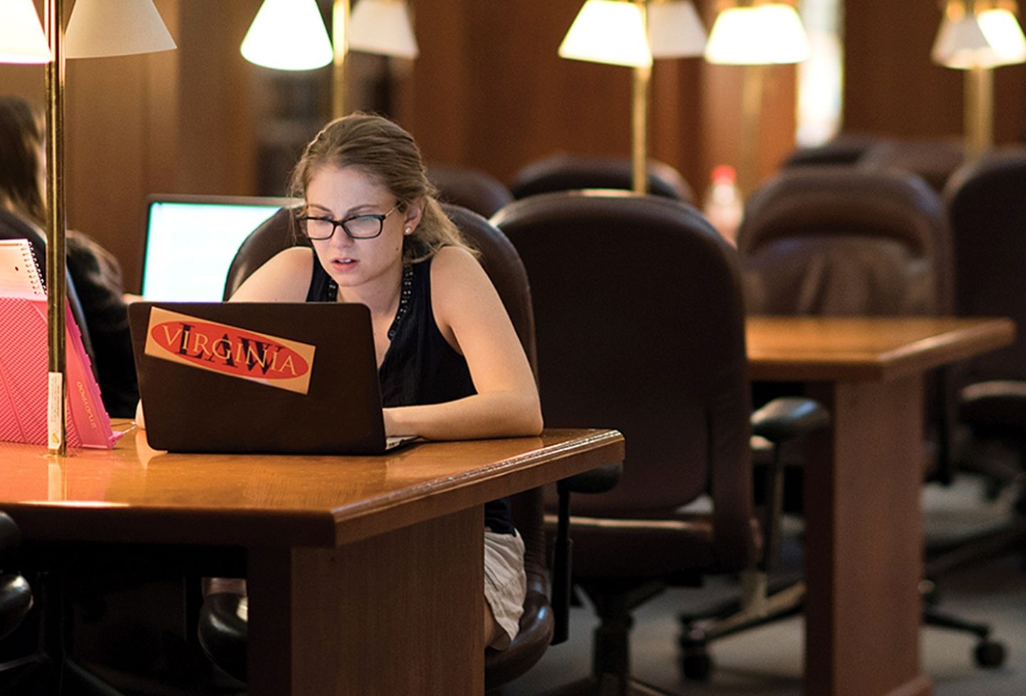 UVA Law student using laptop