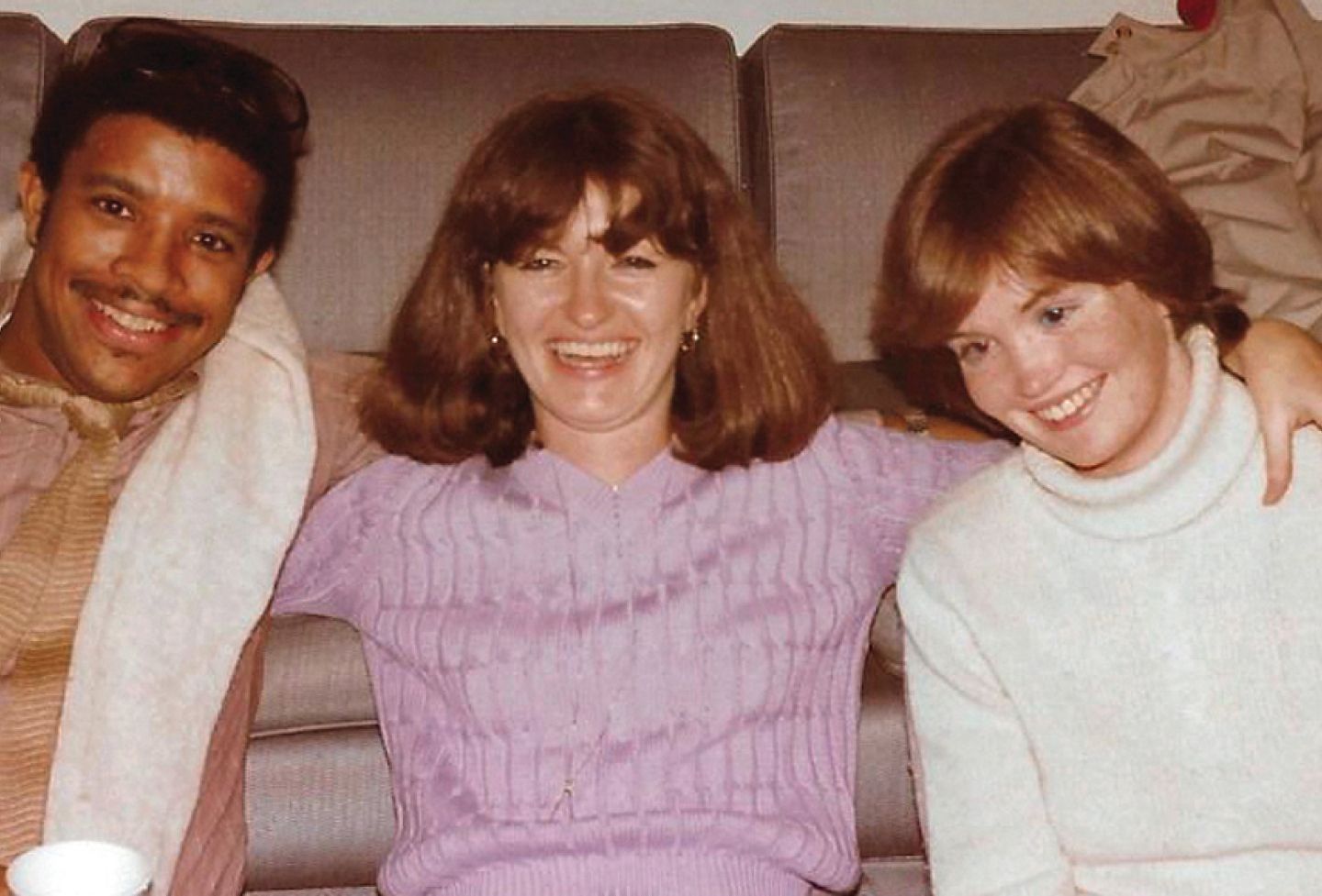 Class of 1986 members David Hicks, Deb Lambert Dean and Mary Beth Sullivan at a party held at Professor Thomas Bergin’s house in 1984. 