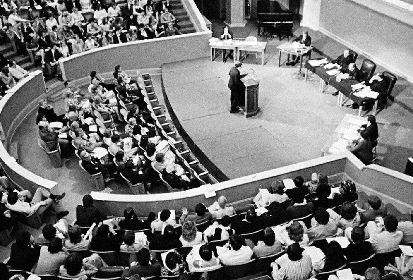 In 1975, the William Minor Lile Moot Court competition took place in Old Cabell Hall on Main Grounds. 