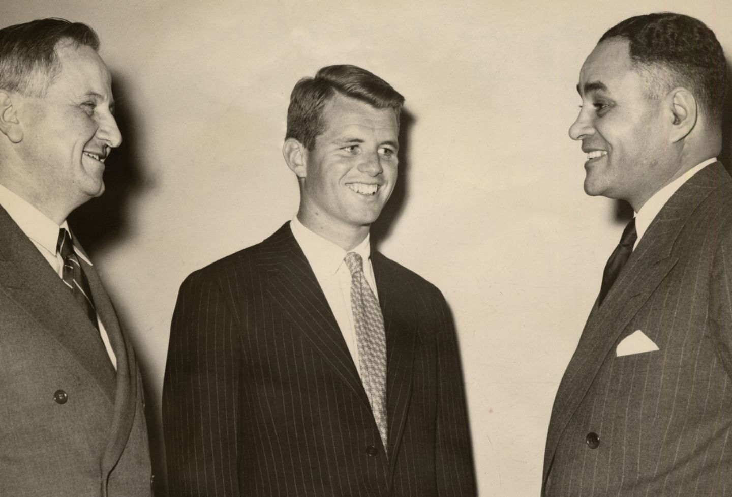 Nobel Prize winner Ralph Bunche, right, with Dean F.D.G. Ribble ’21 and Robert F. Kennedy ’51