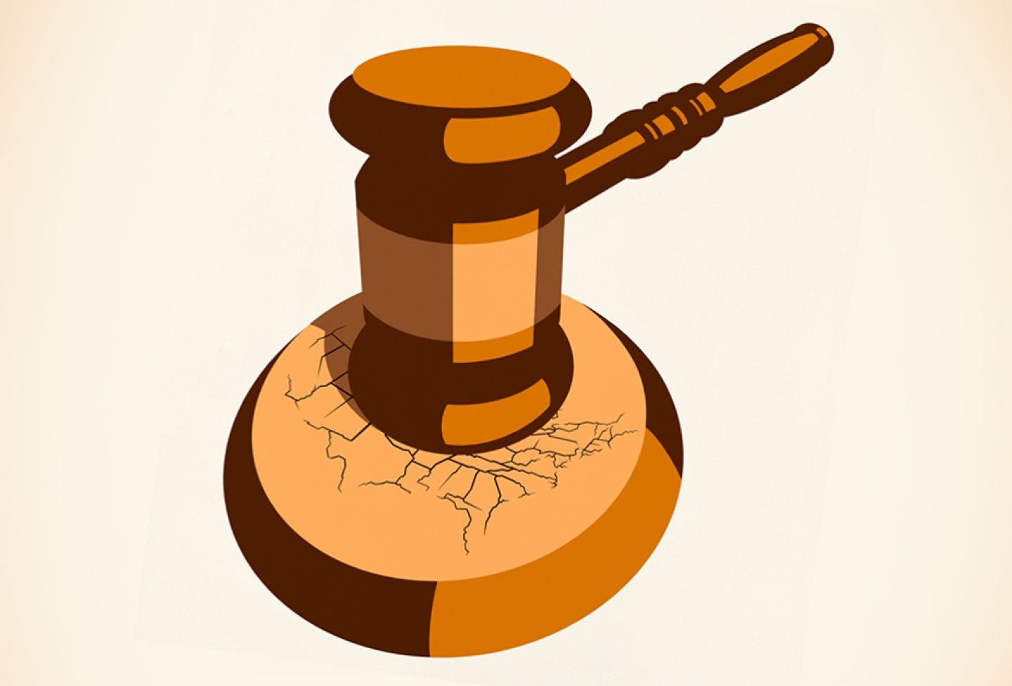 Illustration of gavel hitting U.S. states