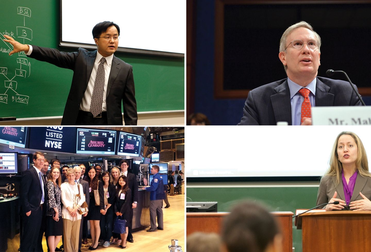 Professors Albert Choi, Paul Mahoney, Andrew Vollmer '78 and Michal Barzuza