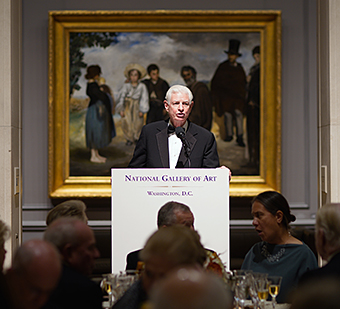 Beinecke stands in front of the Édouard Manet painting “The Old Musician” in September 2019.