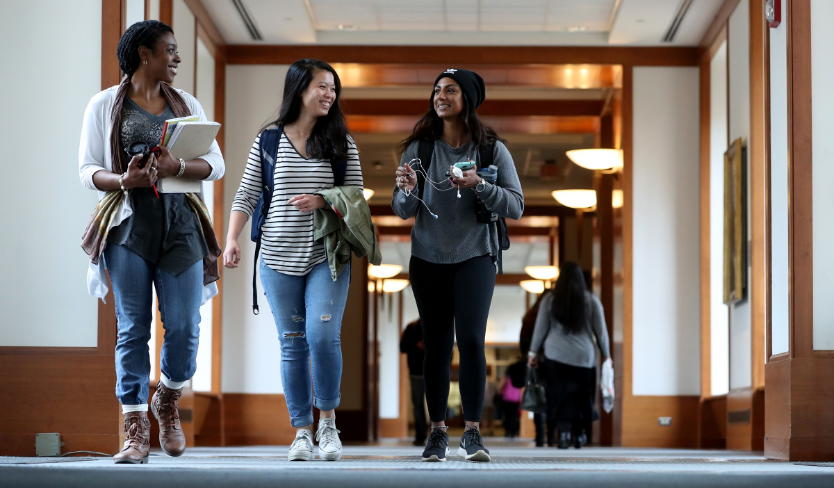 Students walk in Clay Hall