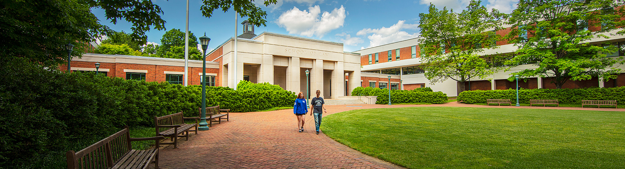 Students walk in front of UVA Law