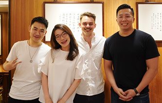 Christian Eckel, second from right, with Incoming LL.M. students Yang Wu, Mou Jen Fang and Zi Qiang