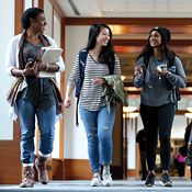 Students walking in Clay Hall