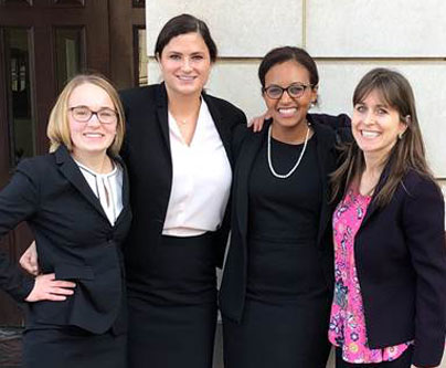 Maggie Booz ’20, Austin Schlatter ’20, Erin Seagears ’20 and Amy Walters ’09