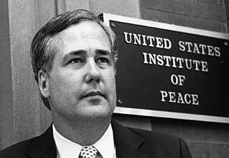 Robert Turner stands in front of the U.S. Institute of Peace