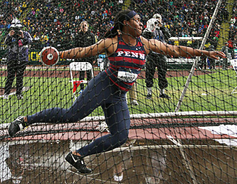 Ashley Anumba throwing a discus