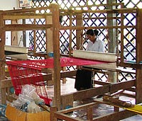 Women at the shelter were taught job skills like weaving. 
