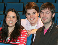 Libel Show co-directors Phoebe Geer and John Sheehan, front, and producer Patrick Byrnett, back row.