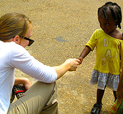 Juliet Hatchett and child in Ghana