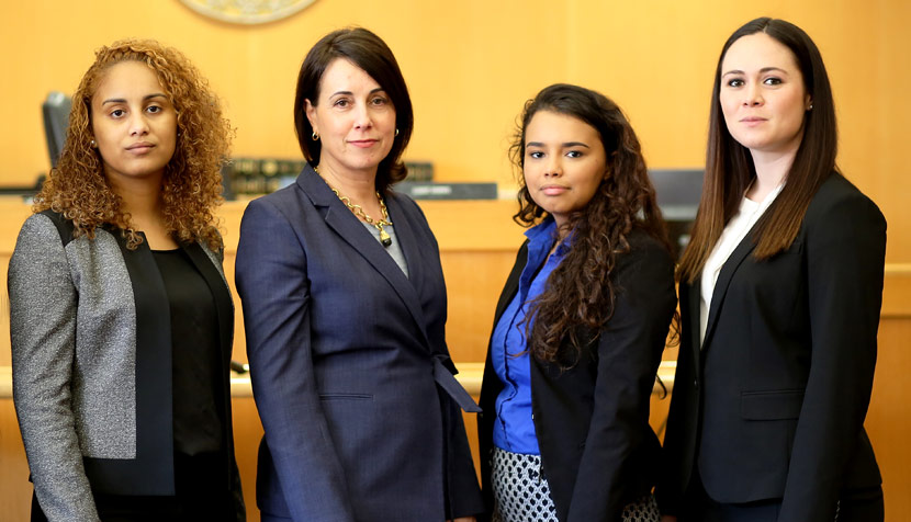 Nel-Sylvia Guzman, attorney Rhonda Quagliana ’95, Jordin Dickerson and Maria Downham