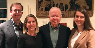 ABBY JOHNSON RAPHAEL ’89; her husband STUART RAPHAEL ’89; Abby’s father, ALLAN JOHNSON ’58; and their daughter, DANA RAPHAEL ’20.